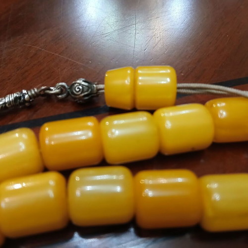Mastic Kompoloi like new with vintage silver tassel and bakelite beads
