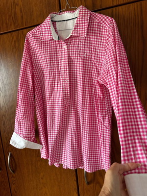 Checked shirt white pink medium large with white cuffs like new