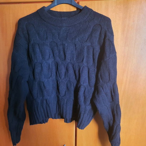 Cropped wool sweater new, black, warm