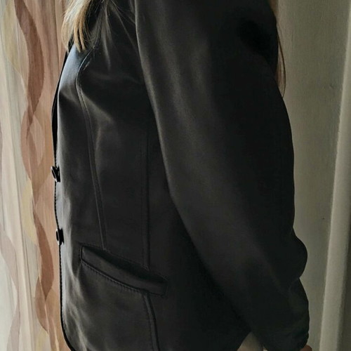 Betty Flowers leather jacket black, like new, size 44