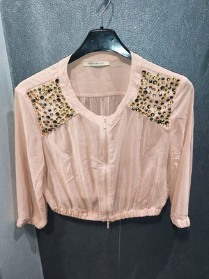 Pennyblack vintage bomber jacket like new, nude with embellished stones