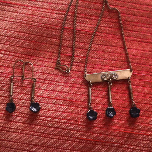 Collectible handmade Cretan jewelry set 1950s, used, bronze