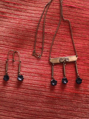 Collectible handmade Cretan jewelry set 1950s, used, bronze