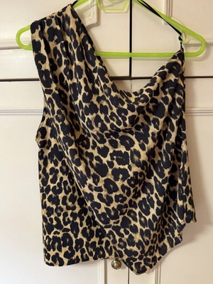 Zara asymmetrical animal print top one shoulder size Large new