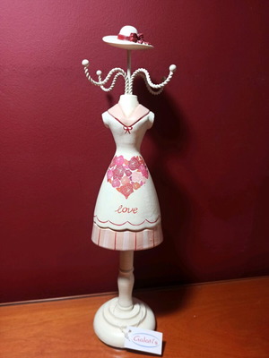 Decorative jewelry organizer stand new, beige and pink
