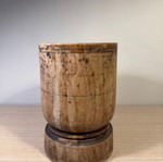 Rustic handmade wooden mortar used