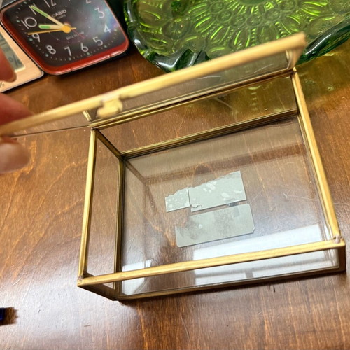 Glass storage box / jewelry box with metal frame