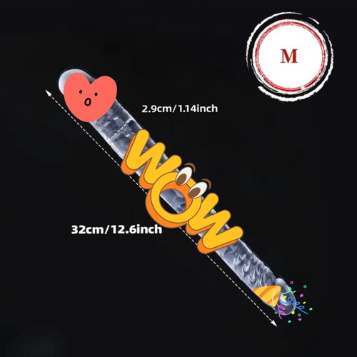 Jelly Double Dildo 32cm New, Transparent Silicone Realistic