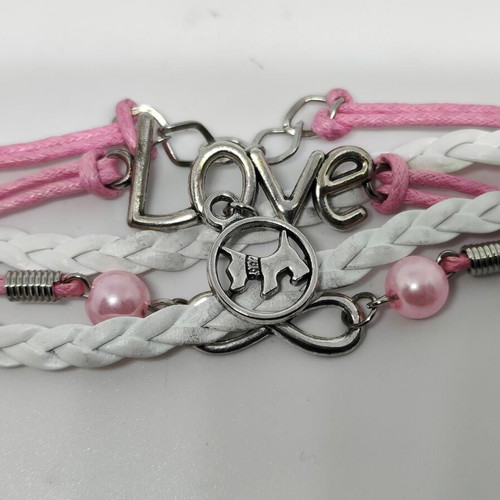 Handmade multistrand Love bracelet with infinity and metallic details like new
