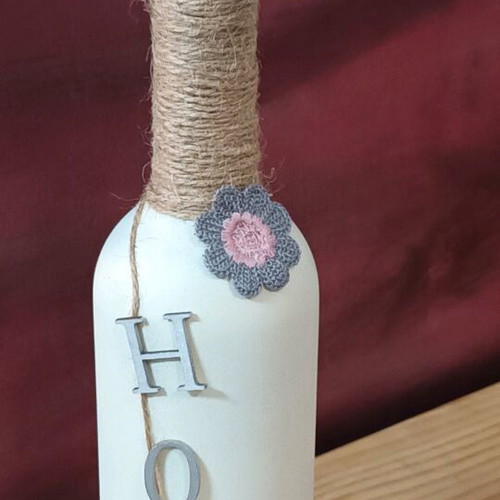 Decorative bottle like new, wine bottle transformed into vase