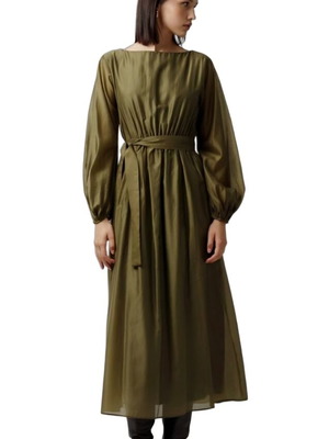 Helmi Midi Dress Medium khaki like new with belt