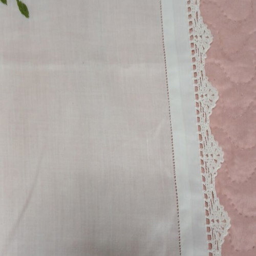 Handmade tablecloth linen fabric with embroidered floral designs