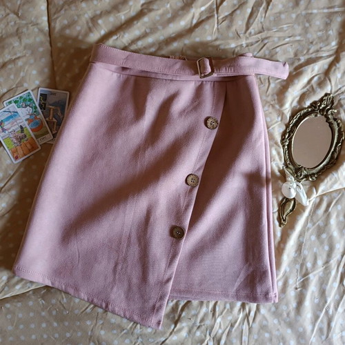 Pink short skirt used, size S, velvet texture