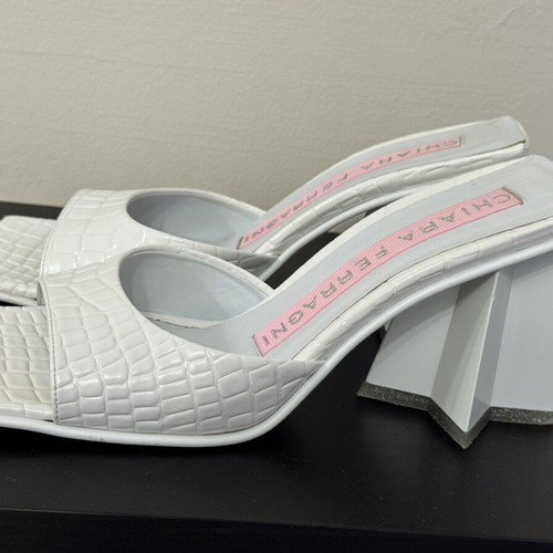 Chiara Ferragni leather mules white, like new, star heel 9cm