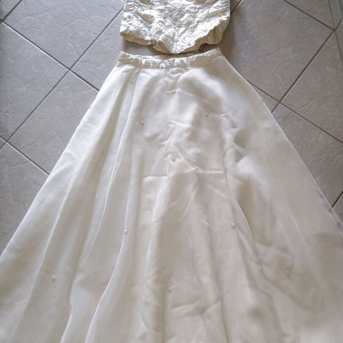 Wedding skirt with bust used, ivory color, waist 76 cm, bust 70-71 cm with beads