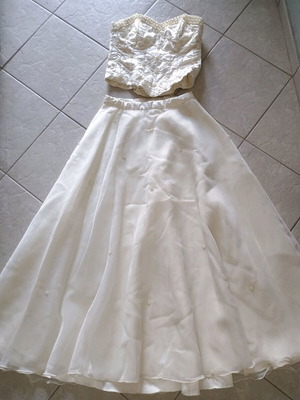 Wedding skirt with bust used, ivory color, waist 76 cm, bust 70-71 cm with beads