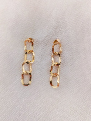Chain-shaped hanging earrings new, gold tone, stainless steel