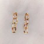 Chain-shaped hanging earrings new, gold tone, stainless steel