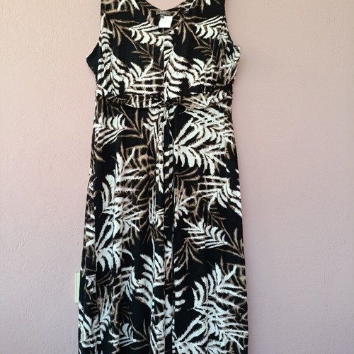 Katies plus size sleeveless midi maxi dress with tropical leaf pattern