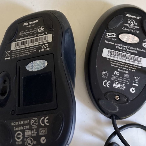 Microsoft Wireless IntelliMouse Explorer 2.0 with receiver and unused HP wired mouse
