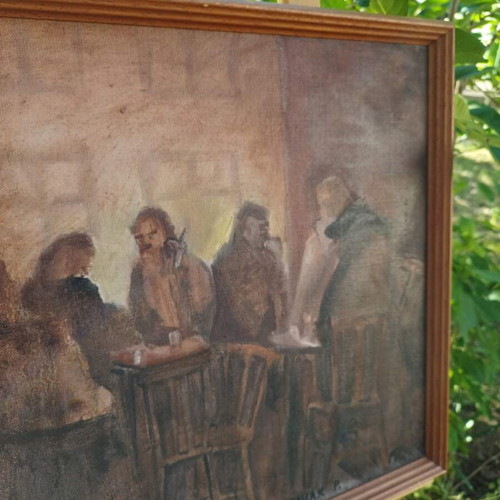 Vintage Scandinavian oil painting on canvas used
