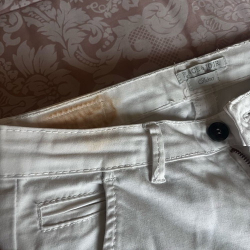 White chino pants used with label defect, size M