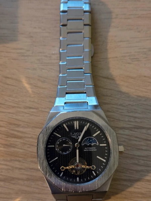 LIGE Moonphase watch like new, automatic, black and silver