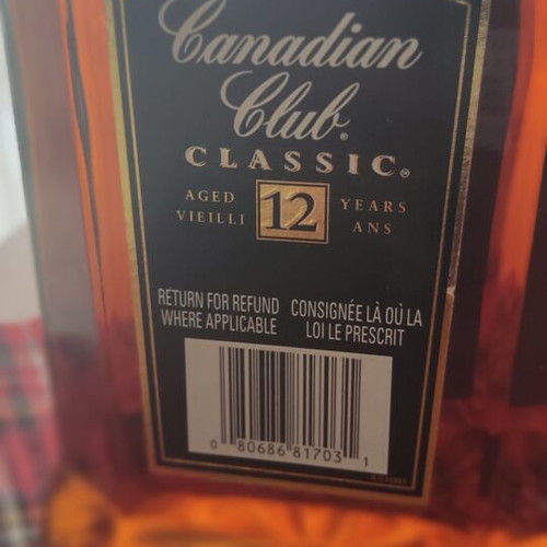 Canadian Club 12 Classic 1 Liter sealed