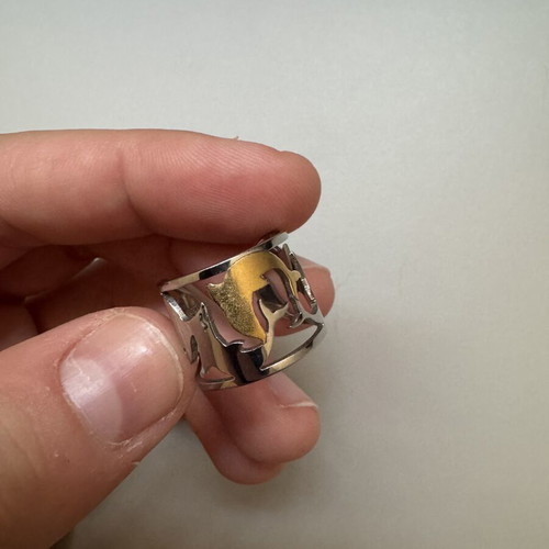 Men's ring with dolphin silver and gold detail like new