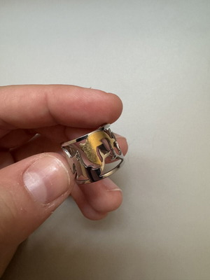 Men's ring with dolphin silver and gold detail like new