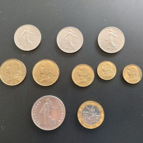 French coins used, pack of 10 pieces