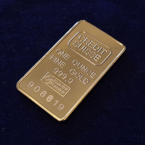 Credit Suisse 1oz Golden Bar gold plated, new