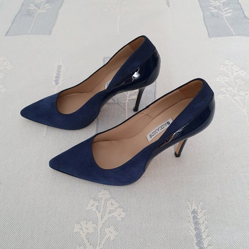 Sagiakos pumps new, leather blue suede and patent leather