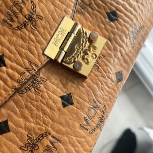 Original MCM Patricia Wallet-on-Chain crossbody bag, cognac