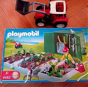 2 playmobil κηπος κηπουροι+εξτρα τρακτερ