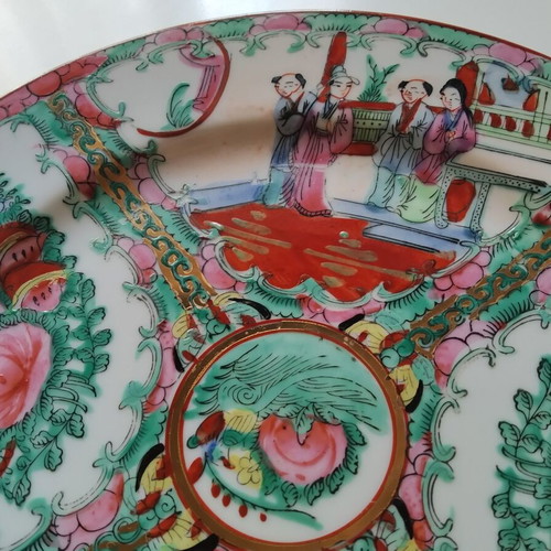 Vintage Rose Medallion plate and bowl used, porcelain