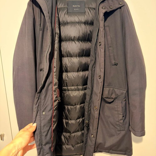 Massimo Dutti men's down parka jacket used, dark blue, size L