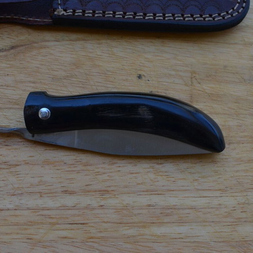 Folding knife stainless steel handmade buffalo horn handle new