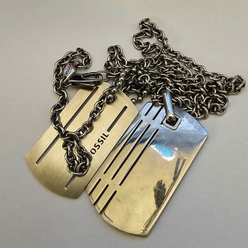 Fossil stainless steel military dog tag used