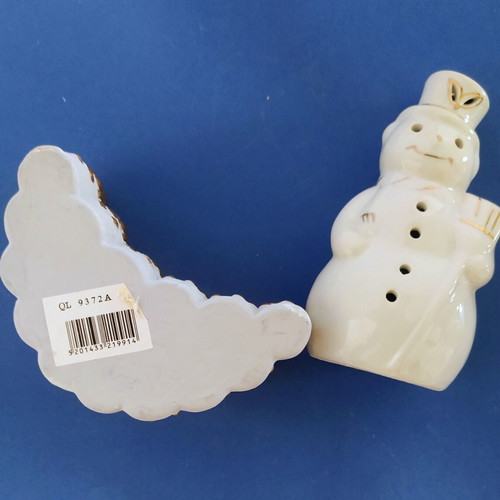 Christmas decoration set used with ceramic snowman and moon candle holder