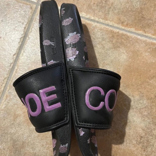 DC Shoes Slides floral used, size 36-37, black and purple
