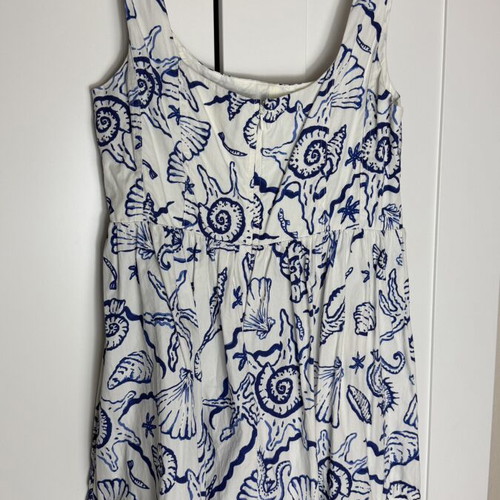 H&M summer dress medium white blue print like new