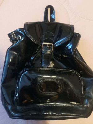 Vintage 90's vinyl black backpack used