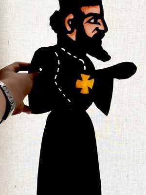 Karagiozis Figure "Kalogeris" Handcrafted, New, Carved