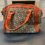 DKNY handbag like new, beige and orange, missing shoulder strap