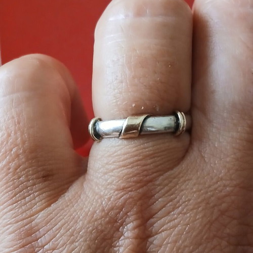 Silver gold ring 925 and 585, like new, 17 mm