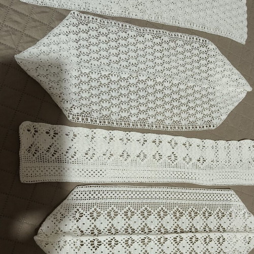 Set of 2 pairs handmade lace for pillowcases new