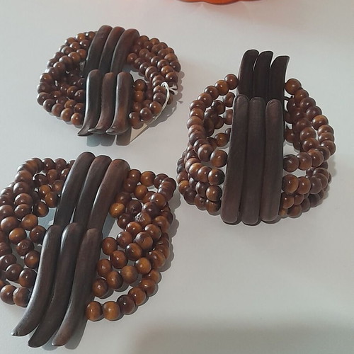 Bracelets new, pack of 3 handmade wooden ethnic brown
