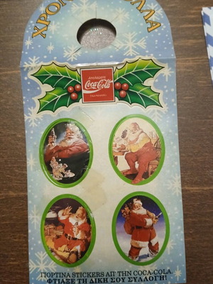 Συλλεκτικά αυτοκόλλητα Coca Cola Χριστούγεννα 1988, σαν καινούργια, 5 τεμάχια
