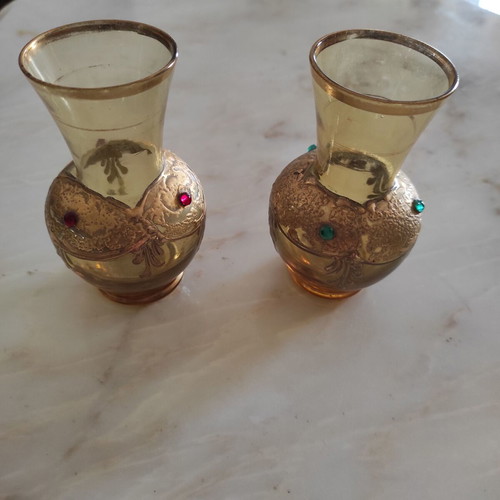 Βαζάκια μικρά γυάλινα χρυσά διακοσμητικά σαν καινούργια